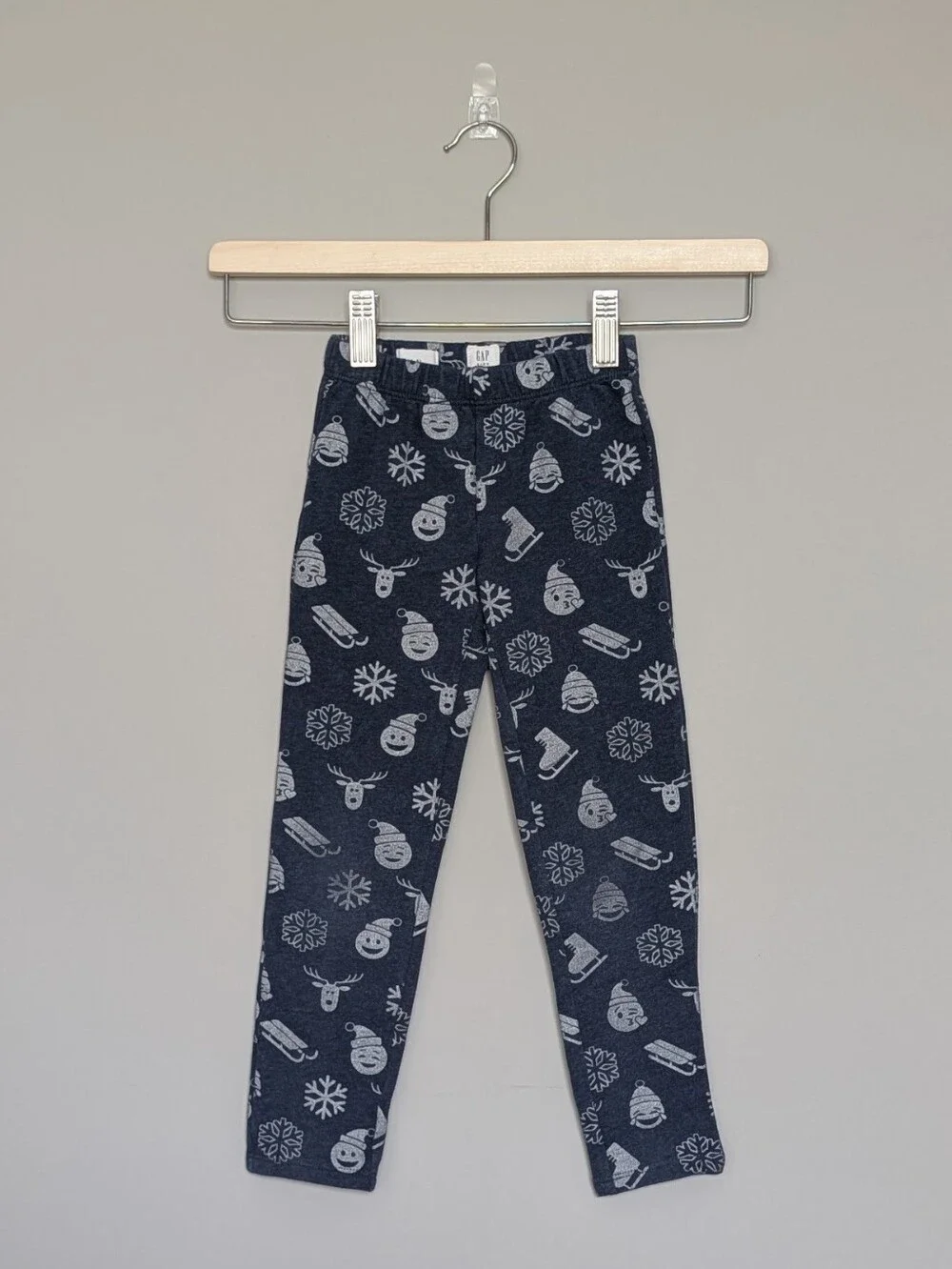 3/$15 - Gap Navy Blue Snowman Winter Icons Leggings Size XS 4-5